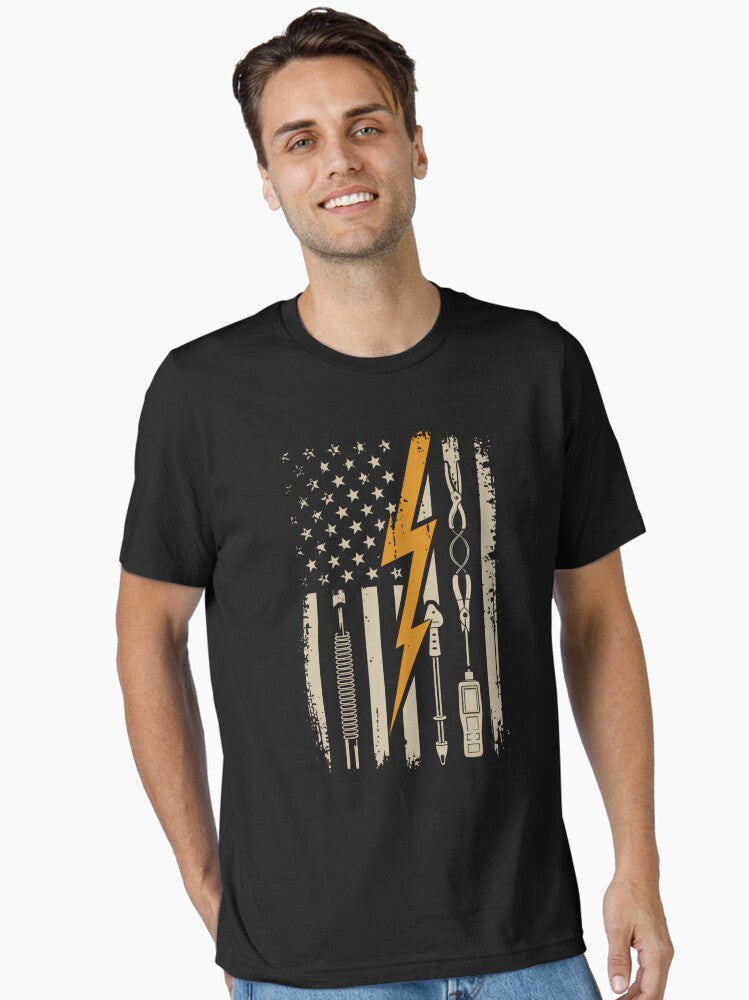 American Electrician Tools and Lightning Bolt Design