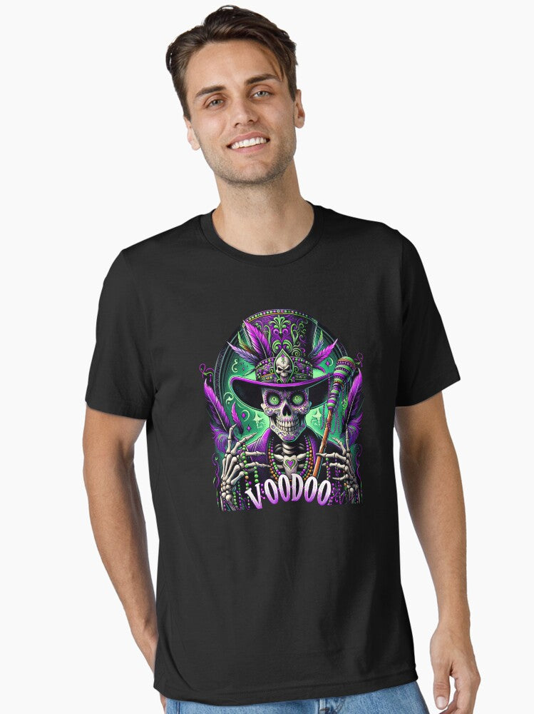 Mystic Voodoo Magic Skeleton Sorcerer Tee Skeleton Mardi Gras Live In Bones And Beads Tee Essential T Shirt T Shirt