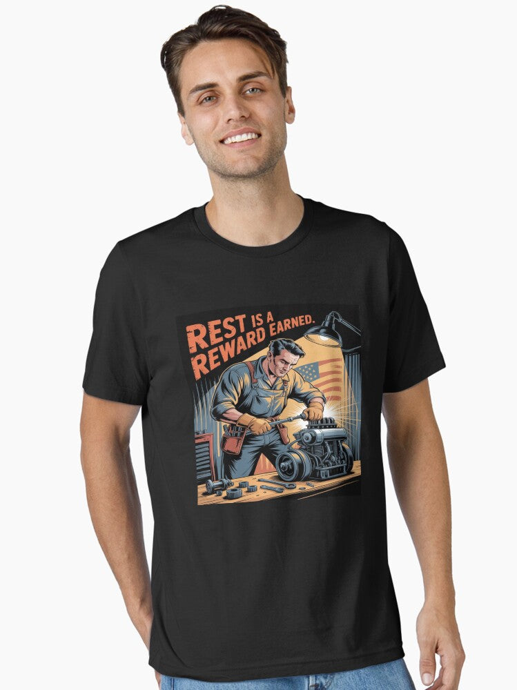 Rest Is a Reward Earned Vintage Labor Day Mechanic Art