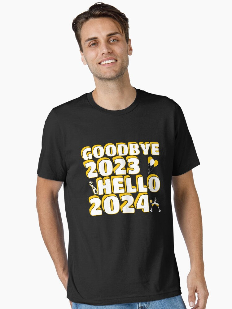 Goodbye 2023 Hello 2024 Essential T-Shirt | Premium Unisex T-Shirt, Trending Graphic Tee