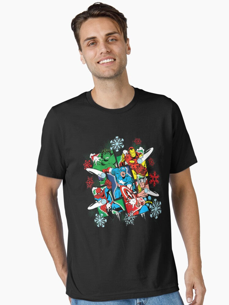 Marvel Super Heroes in Action Holiday New Essential T-Shirt | Premium Unisex T-Shirt, Trending Graphic Tee