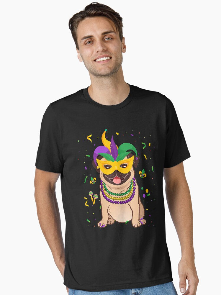 Jester Beads Mask Pug Dog Lover Owner Mardi Gras Parade Essential T Shirt T Shirt Gift Ready
