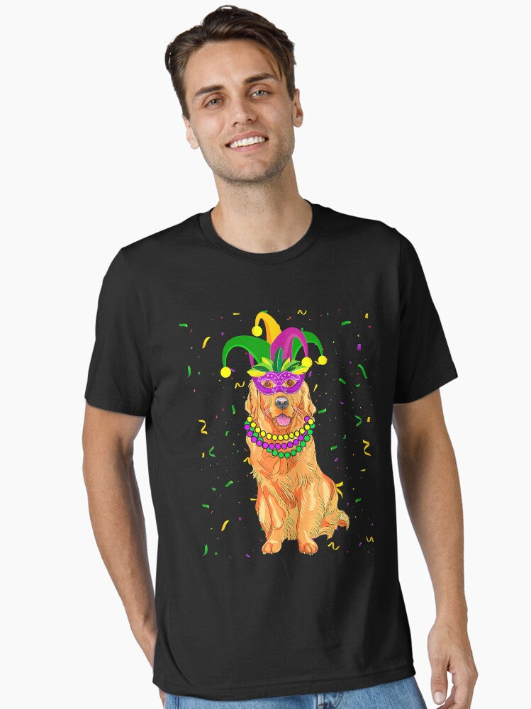 Golden Retriever Dog Mardi Gras Costume Essential T Shirt T Shirt Limited Vibe