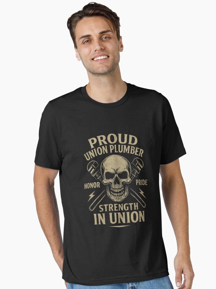 Proud Union Plumber Skull – Strength, Honor & Pride – Vintage Pipefitter Design