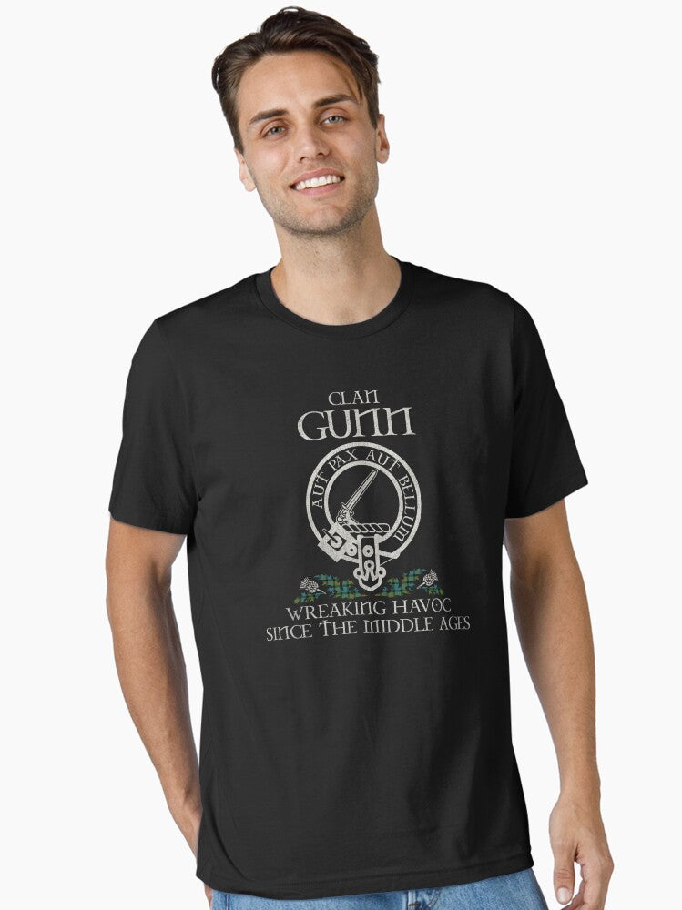 Clan Gunn crest Scottish surname tartan Thistle vintage Essential T-Shirt | Premium Unisex T-Shirt, Trending Graphic Tee
