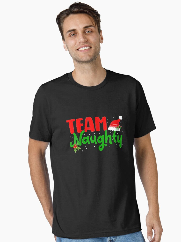 Team Naughty Matching Couples Christmas Pajamas Essential T-Shirt | Premium Unisex T-Shirt, Trending Graphic Tee