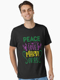 Peace Love Mardi Gras Mardi Gras Peace Love Mardi Gras Funny Mardi Gras Parade Mardi Gras Vibes Party Essential T Shirt
