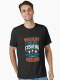 Weekend Forecast, Fishing With a Chance of Drinking. Funny Gift Idea for Men or Women Who Drink While Fishing. T-Shirt