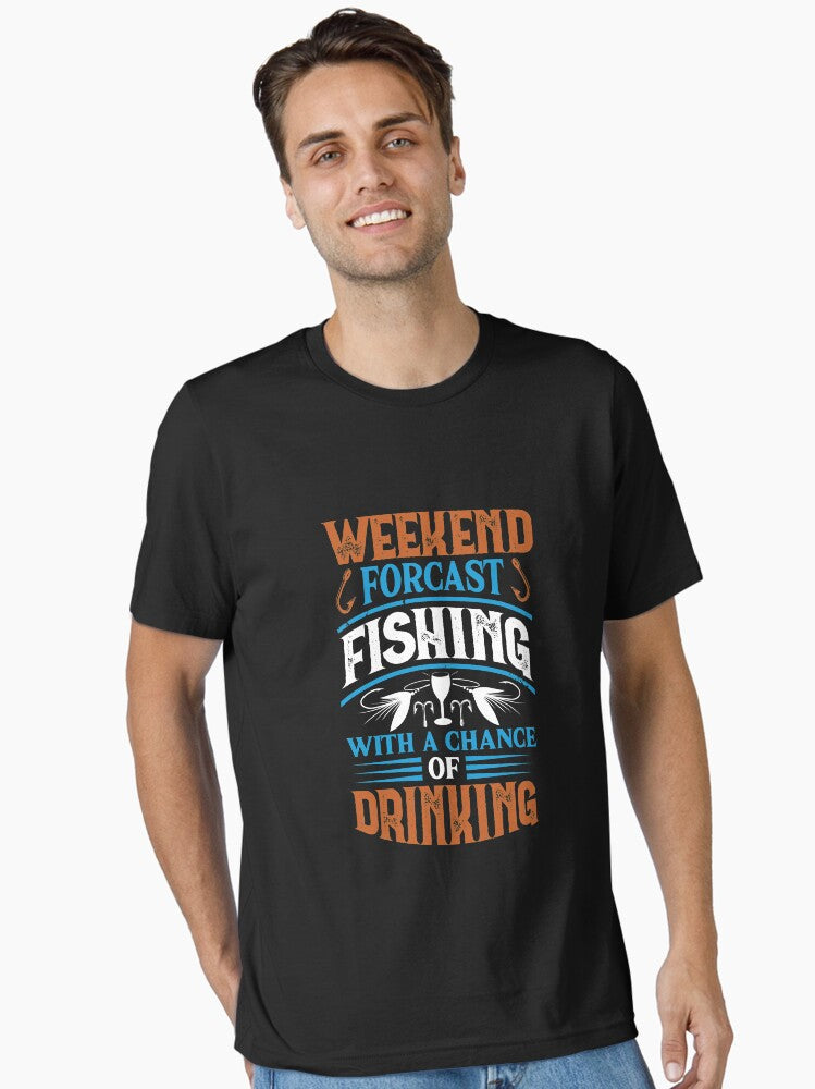 Weekend Forecast, Fishing With a Chance of Drinking. Funny Gift Idea for Men or Women Who Drink While Fishing. T-Shirt