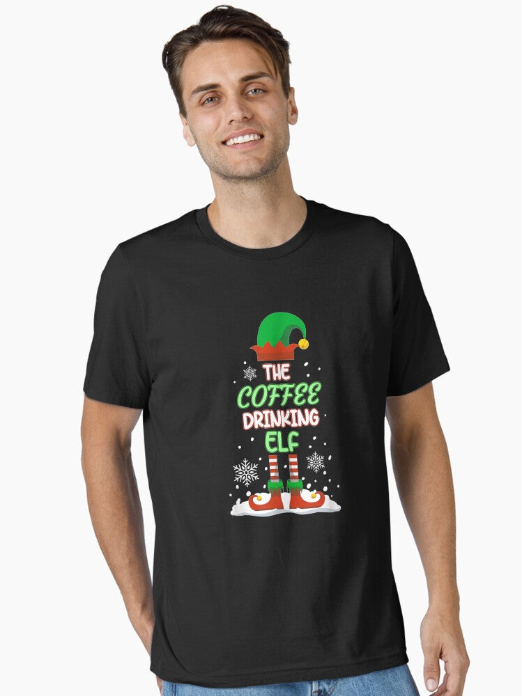 the Coffee Drinking Elf Funny idea gift for nurse student and coffee lovers mornings Essential T-Shirt | Premium Unisex T-Shirt, Trending Graphic Tee