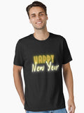 Happy New Year Yellow Neon Style Essential T-Shirt | Premium Unisex T-Shirt, Trending Graphic Tee