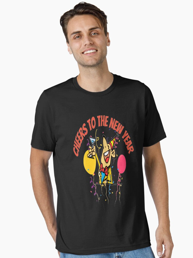 Cheers to the New Year Fun Lettering Design Howdy New Year New Years Celebration New Years Eve Countdown Essential T-Shirt | Premium Unisex T-Shirt, Trending Graphic Tee