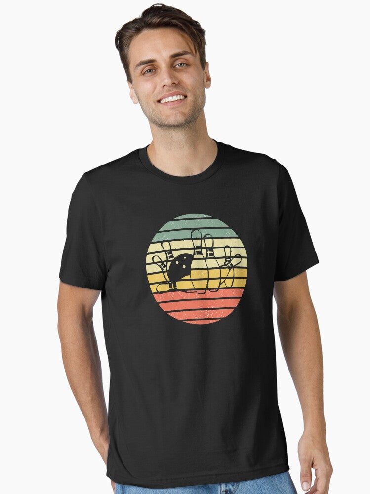 Retro Bowling Sunset Design Essential T-Shirt | Graphic T-Shirt for Unisex