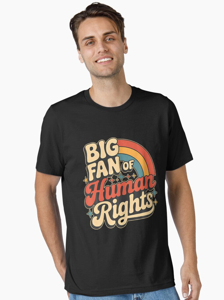 Big Fan Of Human Rights Retro Rainbow Essential T Shirt T Shirt Premium Print