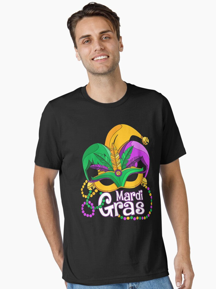 Analog Mardi Gras Mardi Gras Beads Mask Feathers Essential T Shirt T Shirt Cute Design