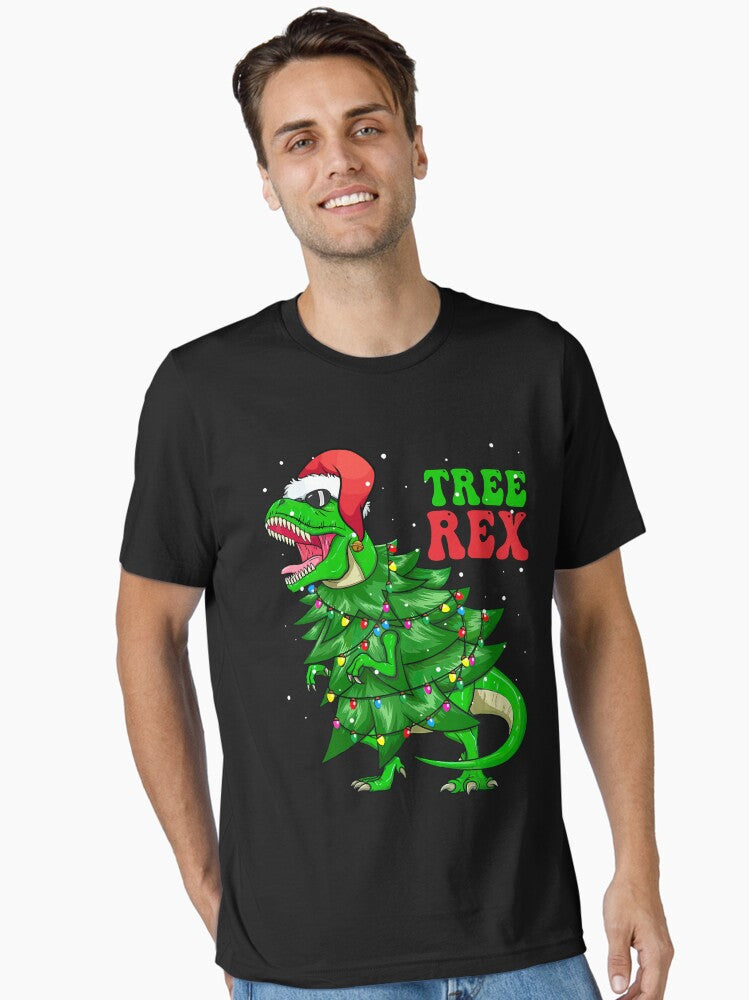Christmas Dinosaur Tree Rex Pajamas Xmas Christmas Lights Essential T-Shirt | Premium Unisex T-Shirt, Trending Graphic Tee