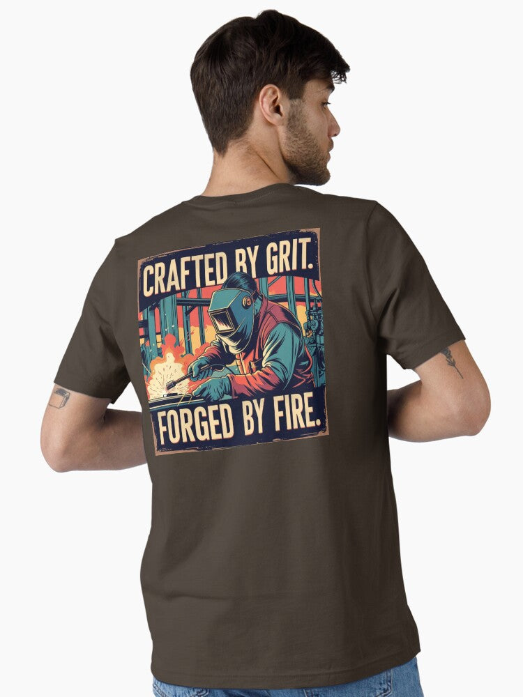 Crafted by Grit Forged by Fire Vintage Labor Day Worker Design