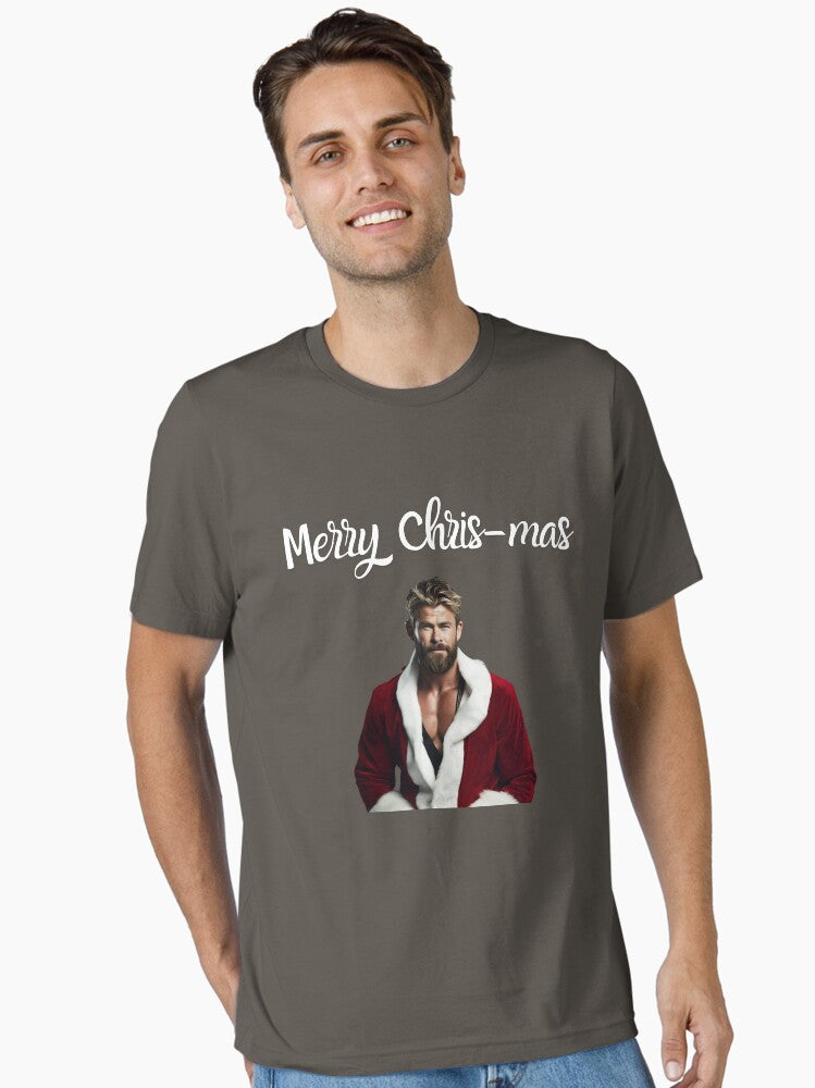 Chris Hemsworth Merry Chris-mas funny joke Essential T-Shirt | Premium Unisex T-Shirt, Trending Graphic Tee