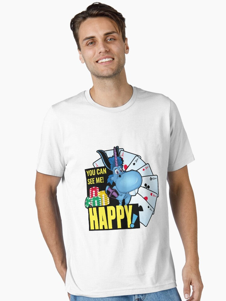 Happy TV series blue unicorn character Essential T-Shirt | Premium Unisex T-Shirt, Trending Graphic Tee