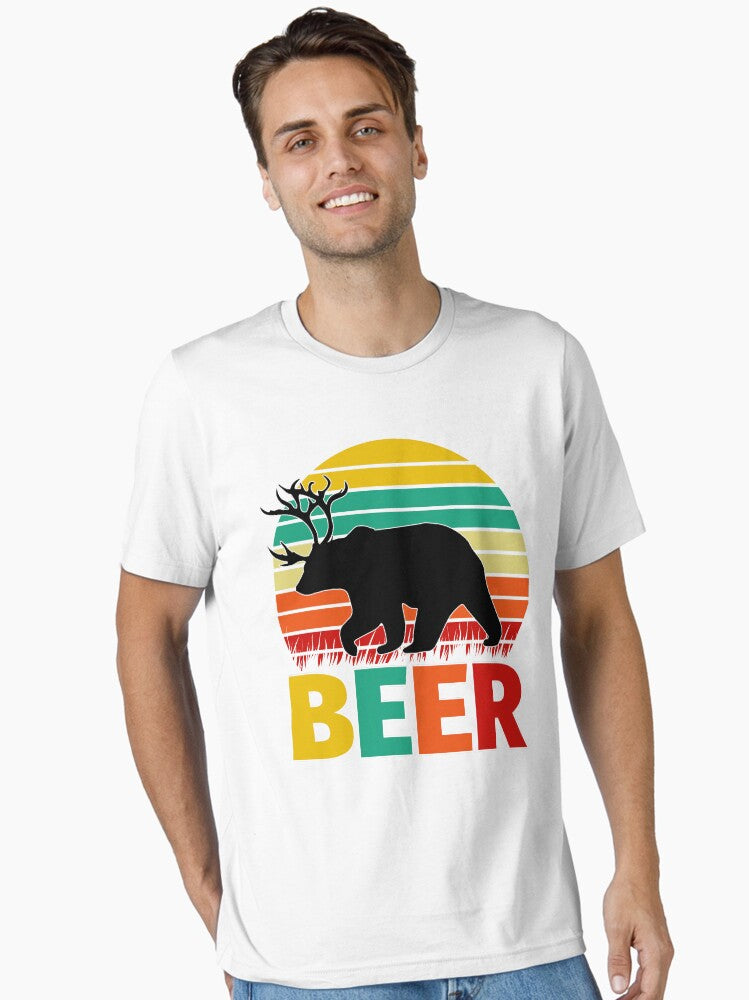 Bear Beer Antler Deer Hunting Anniversary Gift T-Shirt