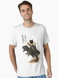 Samurai Cat Rides a Dino Cheers to Chaos Essential T-Shirt | Graphic T-Shirt for Unisex