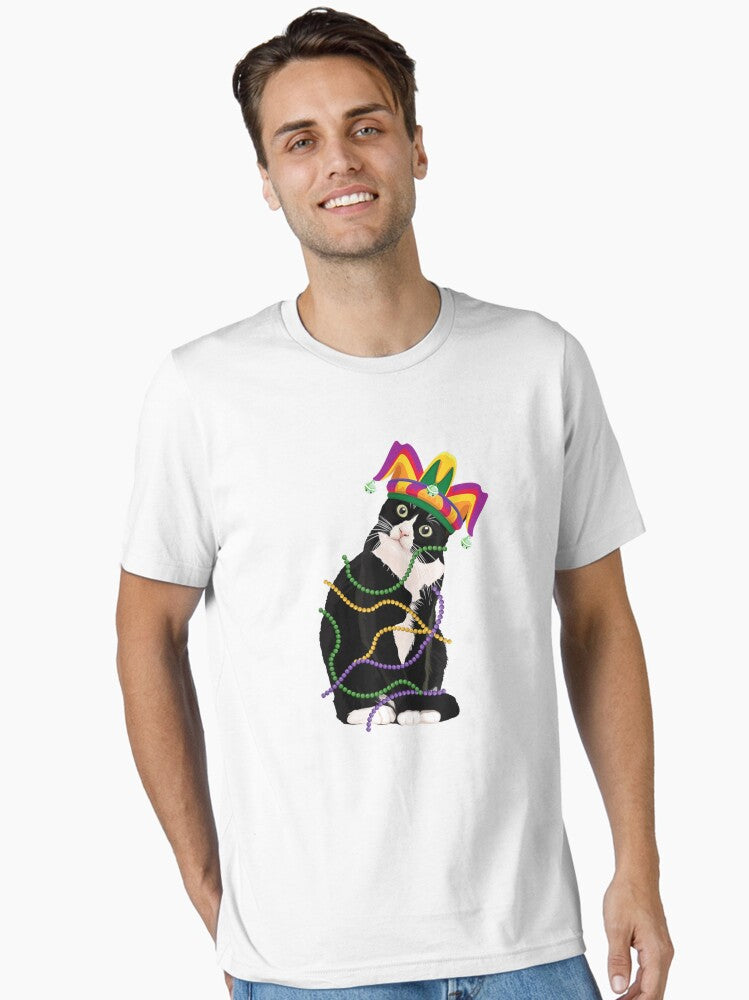 Black Cat Meow Mardi Gras Mask Essential T Shirt T Shirt Premium Print