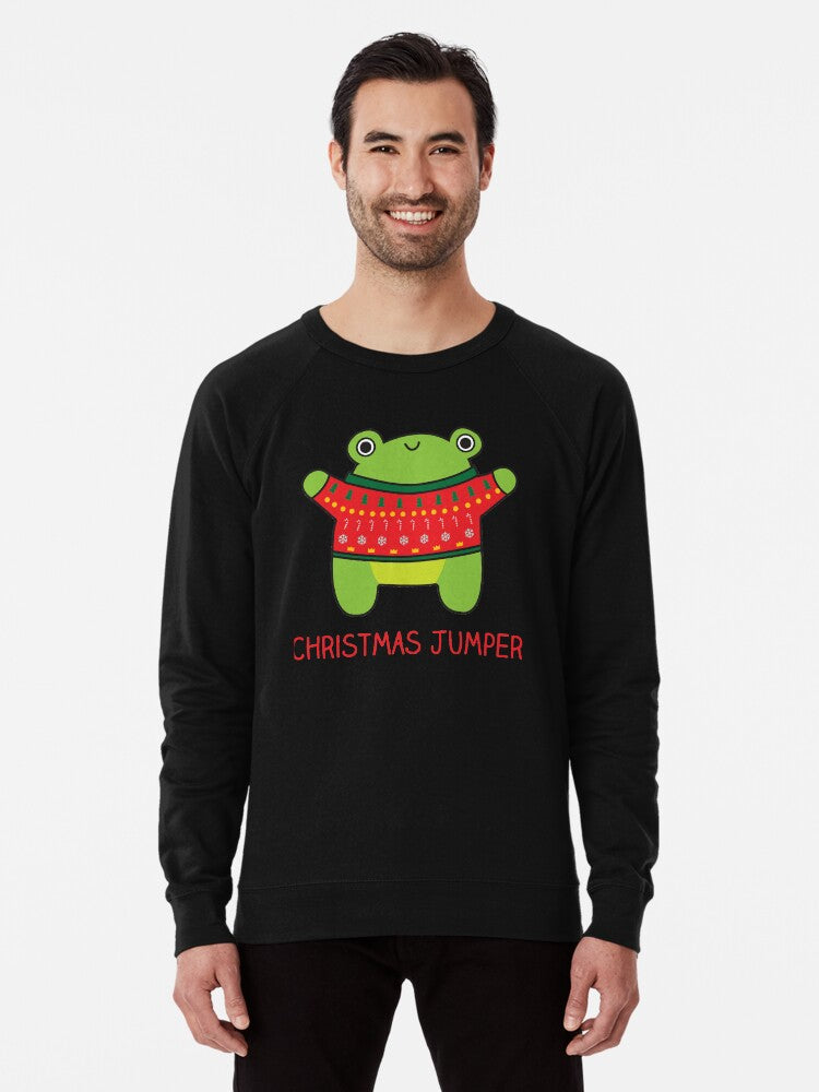Christmas jumper, funny frog pun Lightweight Sweatshirt