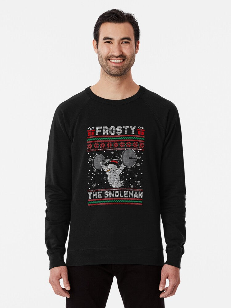 Frosty the Swoleman Ugly Christmas Sweater Funny Snowman Lightweight Sweatshirt