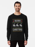 Ugly Christmas Sweater Funny Reindeer Holiday Deer Lightweight Sweatshirt