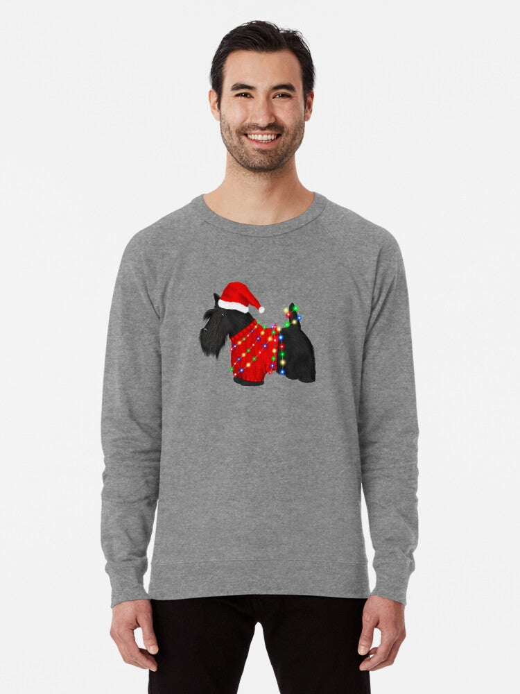 Scottish Terrier (Scotty Dog) Christmas Lightweight Sweatshirt