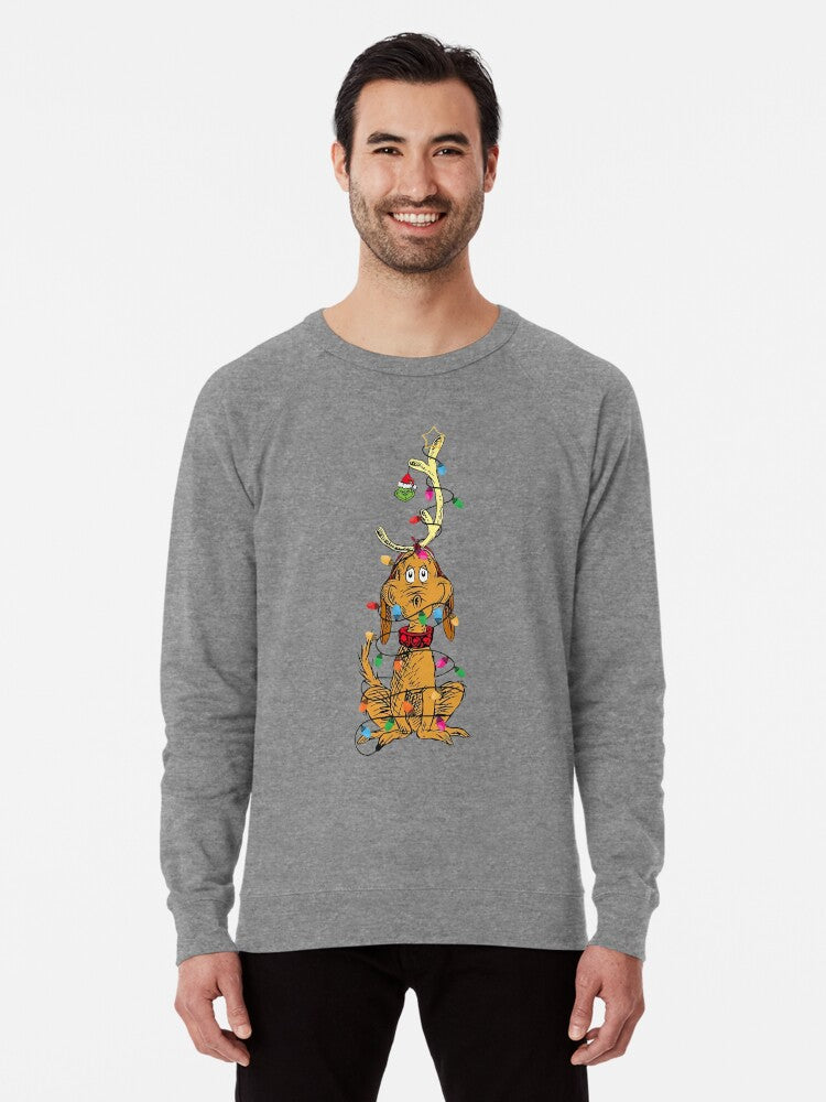 Dog Christmas Light Lightweight Sweatshirt