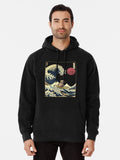 Raccoon Kanagawa Japanese Surfing Wave Pullover Hoodie