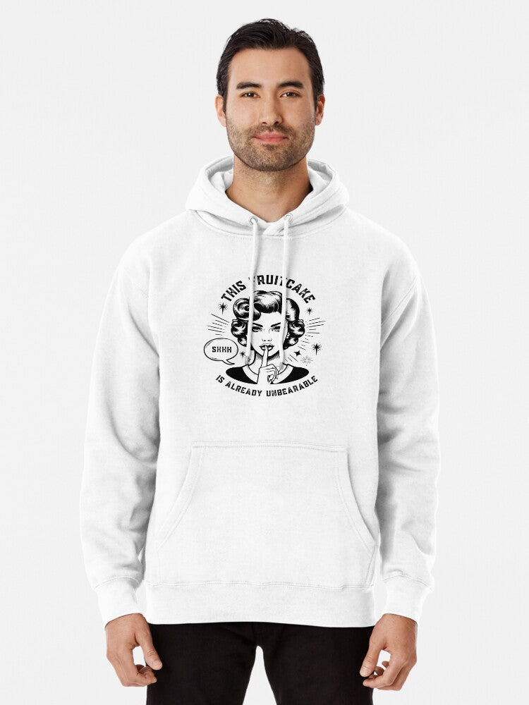 Funny Fruitcake Christmas Quote with Retro Woman Pullover Hoodie