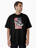 American Flag Fishing USA Oversized T-Shirt