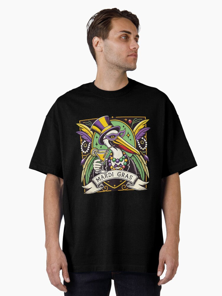 Mardi Gras Pelican Party Vibes Oversized T Shirt T Shirt Limited Vibe