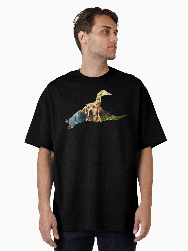 Yellow Labrador and Flying Mallard Oversized T-Shirt