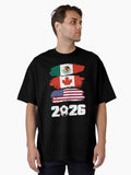USA Canada Mexico Flag 2026 Cup Brush Art Oversized T-Shirt