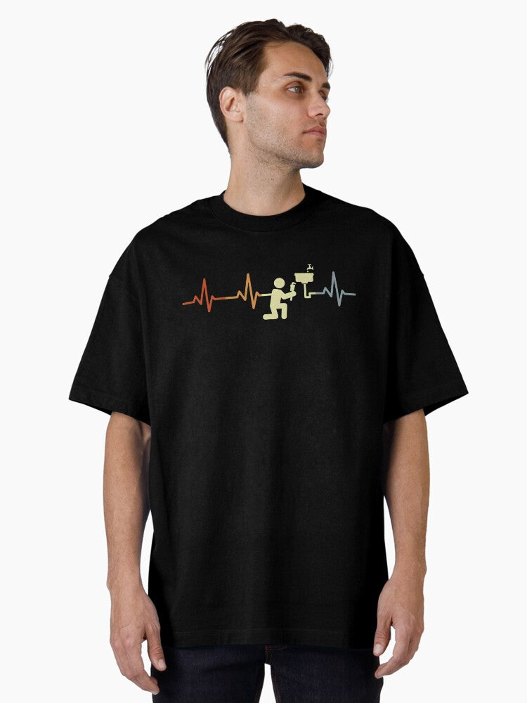 Plumber Heartbeat Lifeline Retro Plumbing Trade Design