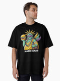 Mardi Gras Statue Liberty Fun Vibes Oversized T Shirt T Shirt Gift Ready