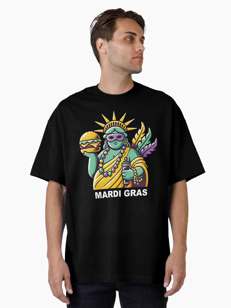 Mardi Gras Statue Liberty Fun Vibes Oversized T Shirt T Shirt Gift Ready
