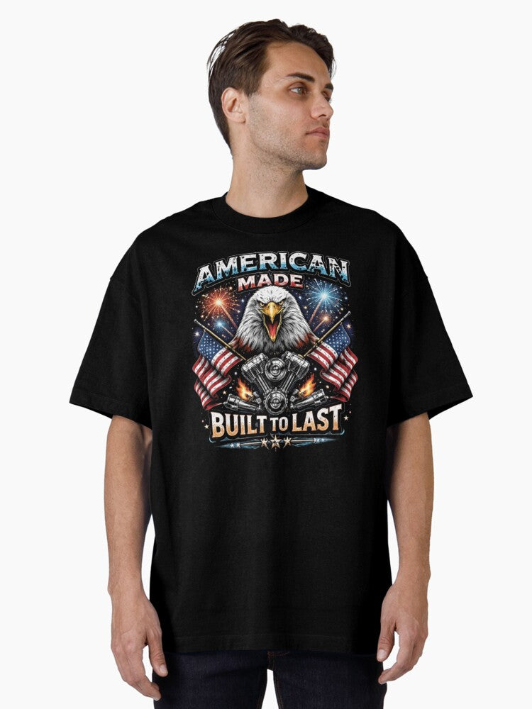 American Made Built To Last – Patriotic Eagle Biker Shirt