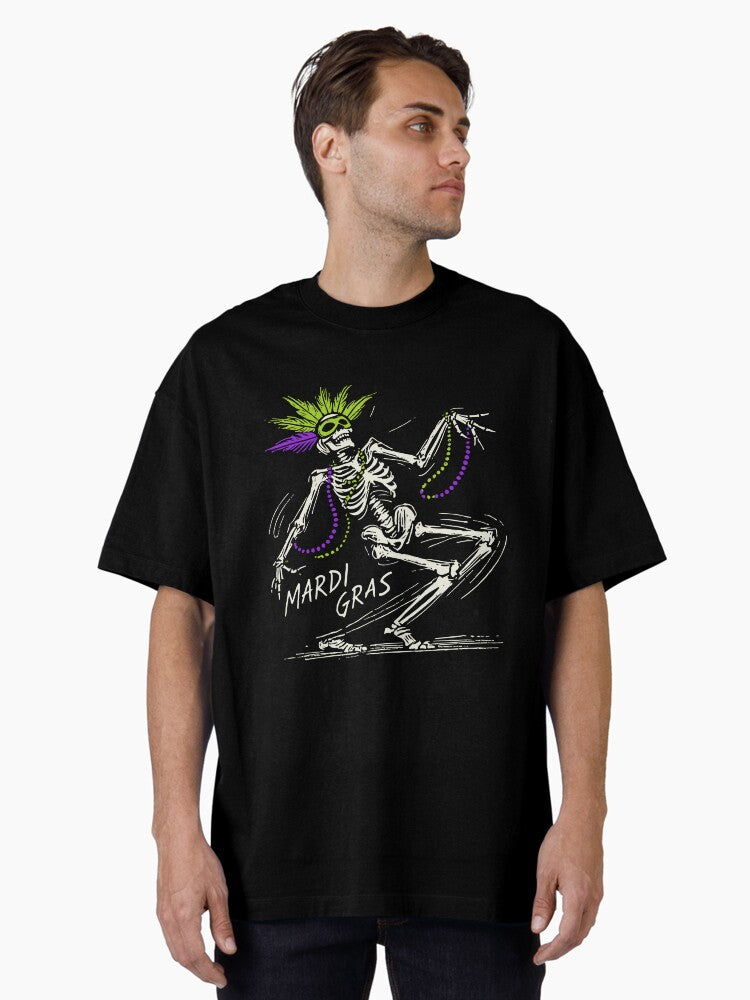 Mardi Gras Skeleton Dance Vibes Oversized T Shirt T Shirt Gift Ready