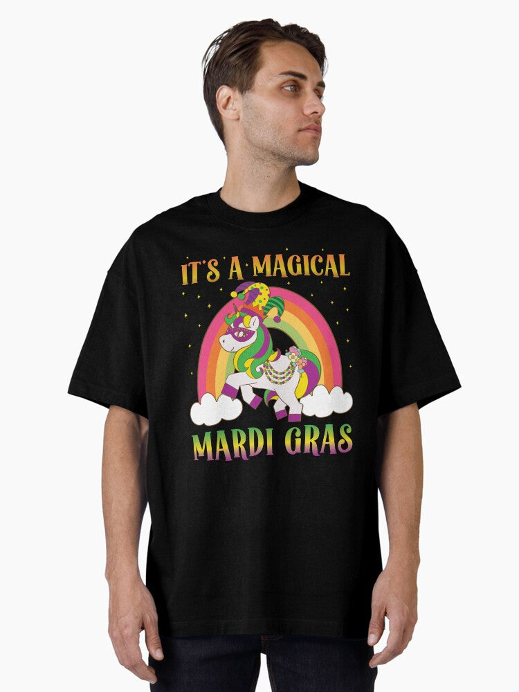 Mardi Gras Unicorn It S A Magical Mardi Gras Oversized T Shirt T Shirt Limited Vibe