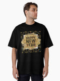 Happy New Year 2024 Confetti Gold Oversized T-Shirt | Premium Unisex T-Shirt, Trending Graphic Tee