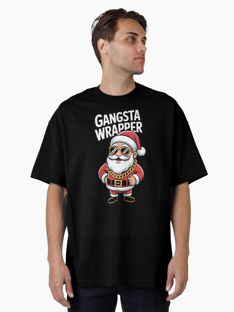 Christmas Gangsta Wrapper Oversized T-Shirt | Graphic T-Shirt for Unisex
