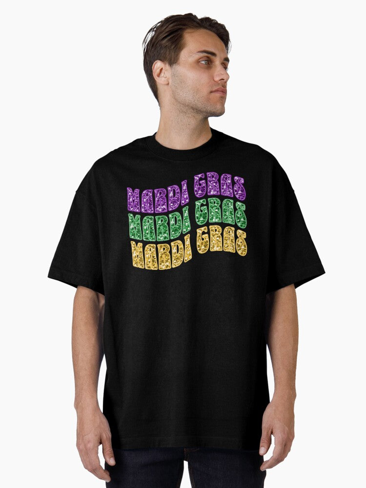 Mardi Gras Faux Sequin Shirt Oversized T Shirt T Shirt Limited Vibe