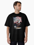 I Put The Tism In Patriotism Cool Eagle with Sunglasses Design Oversized T-Shirt | Graphic T-Shirt for Unisex