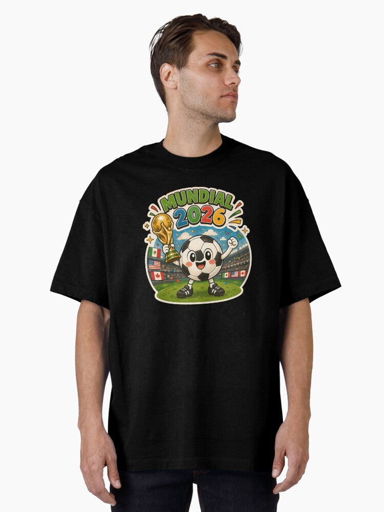Cute World Cup 2026 Soccer Ball Sticker Oversized T-Shirt