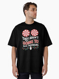 Funny Couples Christmas Pajamas Oversized T-Shirt | Premium Unisex T-Shirt, Trending Graphic Tee