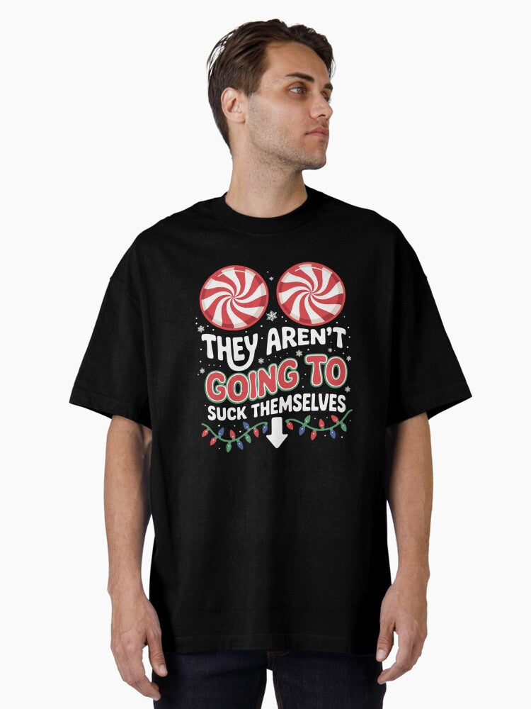 Funny Couples Christmas Pajamas Oversized T-Shirt | Premium Unisex T-Shirt, Trending Graphic Tee
